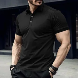 Cross border Summer AliExpress Amazon Men's Polo with Polo Collar and Button Up Solid Color Large Casual Sports Polo Shirt