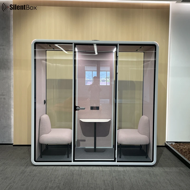 Hot Sale Acoustic Silent Work Pod Office Meeting Pods 2 Person Soundproof Meeting Booth With Laminated Glazed
