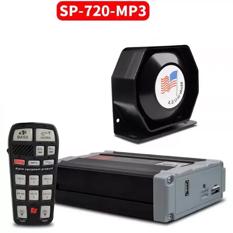 

Car alarm 12V modified car mounted alarm siren high-definition speaker remote control alarm MP3 300W Police Fire Siren Speaker