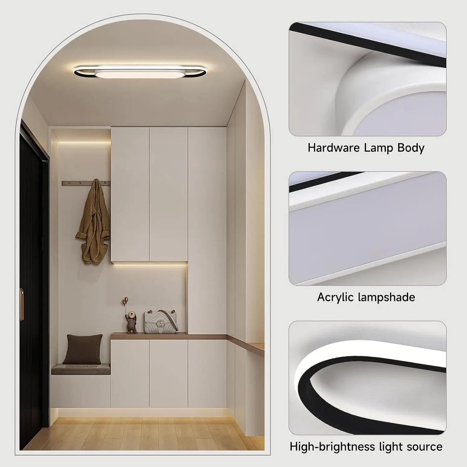 Dimmable Linear Ceiling Light Smart LED High Brightness Remote Control Kitchen Garage Hallway Laundry Study