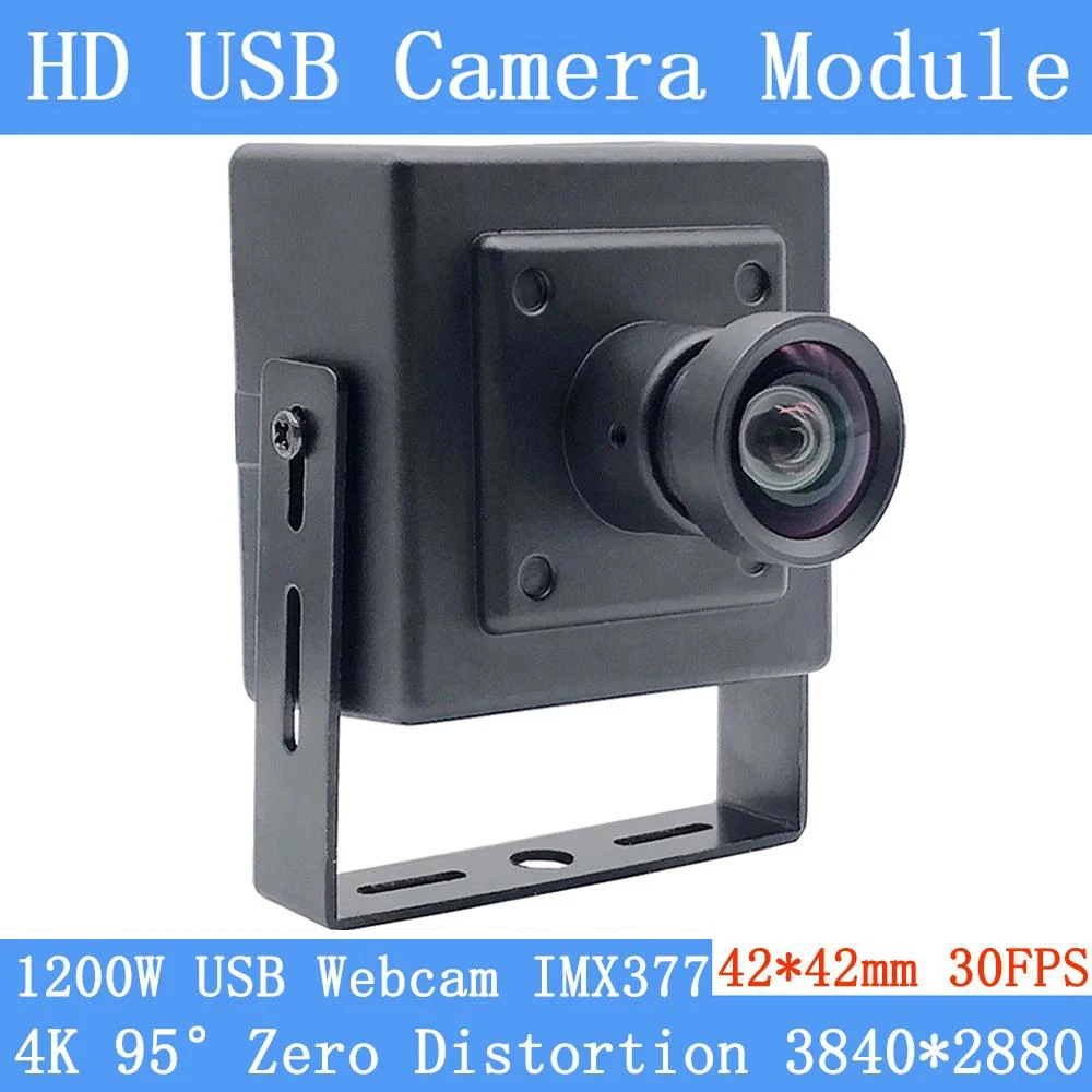 4K No Distortion Webcam Mini IMX377 30FPS 3840x2880 1200W USB Camera Surveillance Video For Windows Linux Android Support Audio