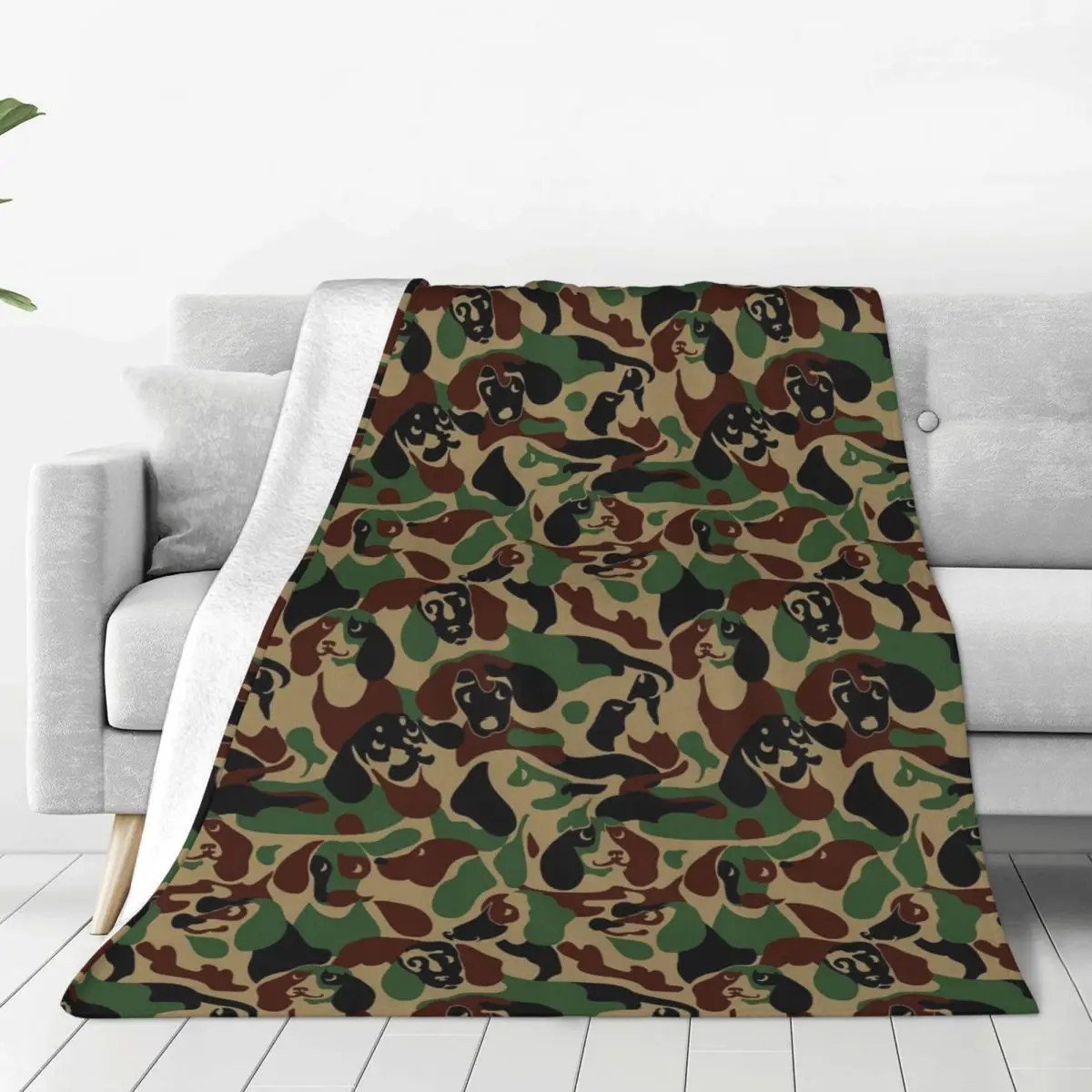 Dachshund Pet Camuflagem Cobertores Flanela Primavera Outono Cozy Leve Fino Lance Cobertor para Cama Carro Colchas