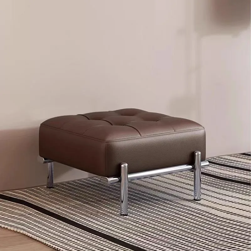 Modern Stainless Steel Entryway Shoe Bench - Italian Design Long Bedroom Ottoman, Multi-Functional Minimalist Sofa Stool