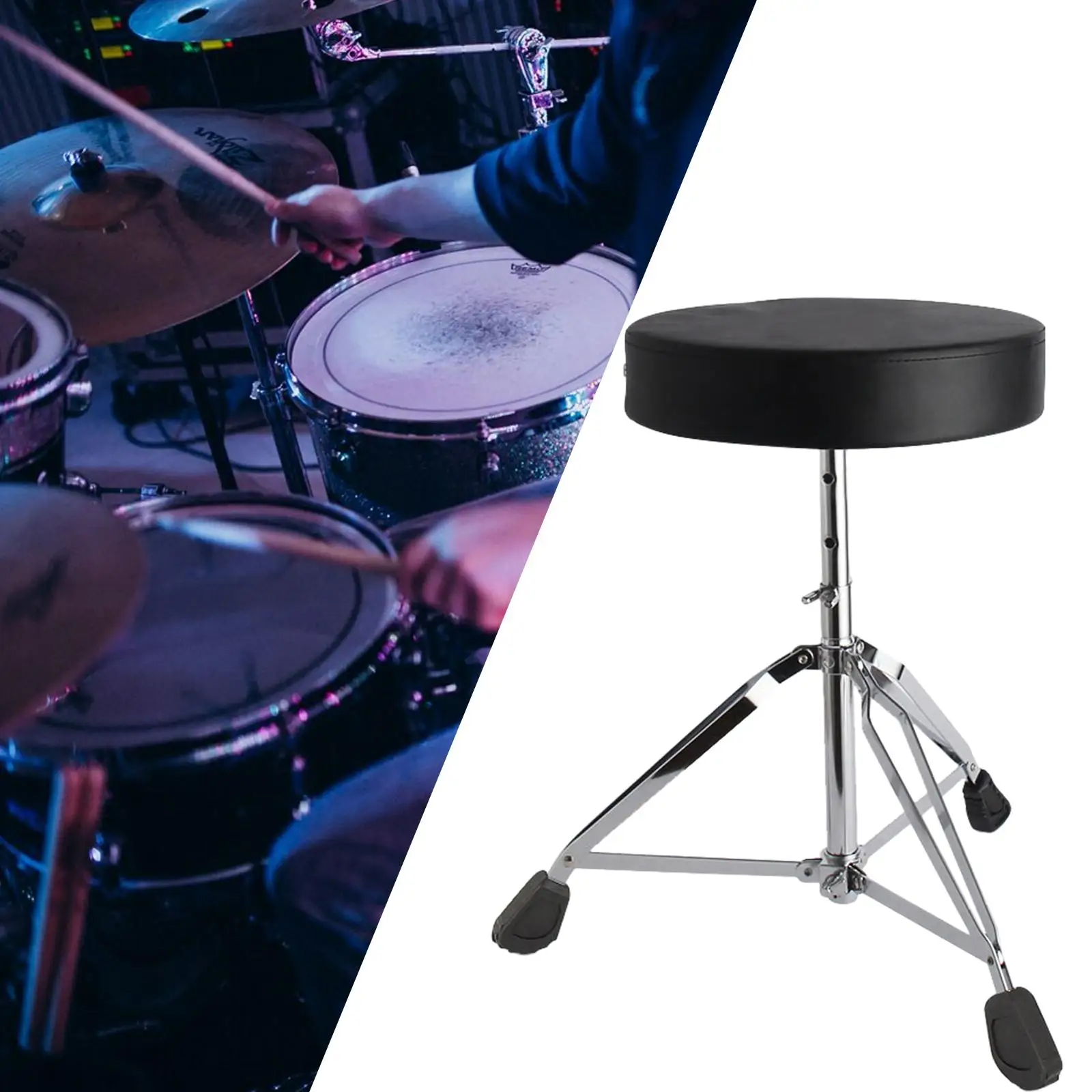 Drum Throne Padded Seat Drum Stool, Portable Guitar Height Adjustable Foldable