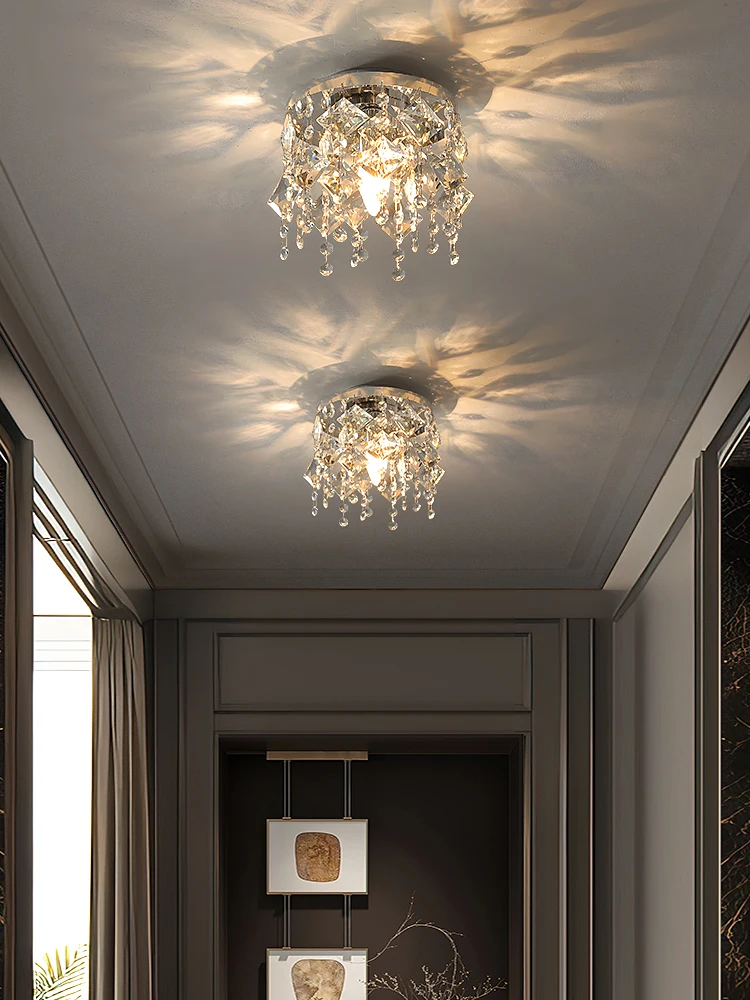 Nordic Style Crystal Chandelier Hanging Living Room Ceiling Light Designer Bedroom Bedside Lamp Dining Room Kitchen Pendent Lamp