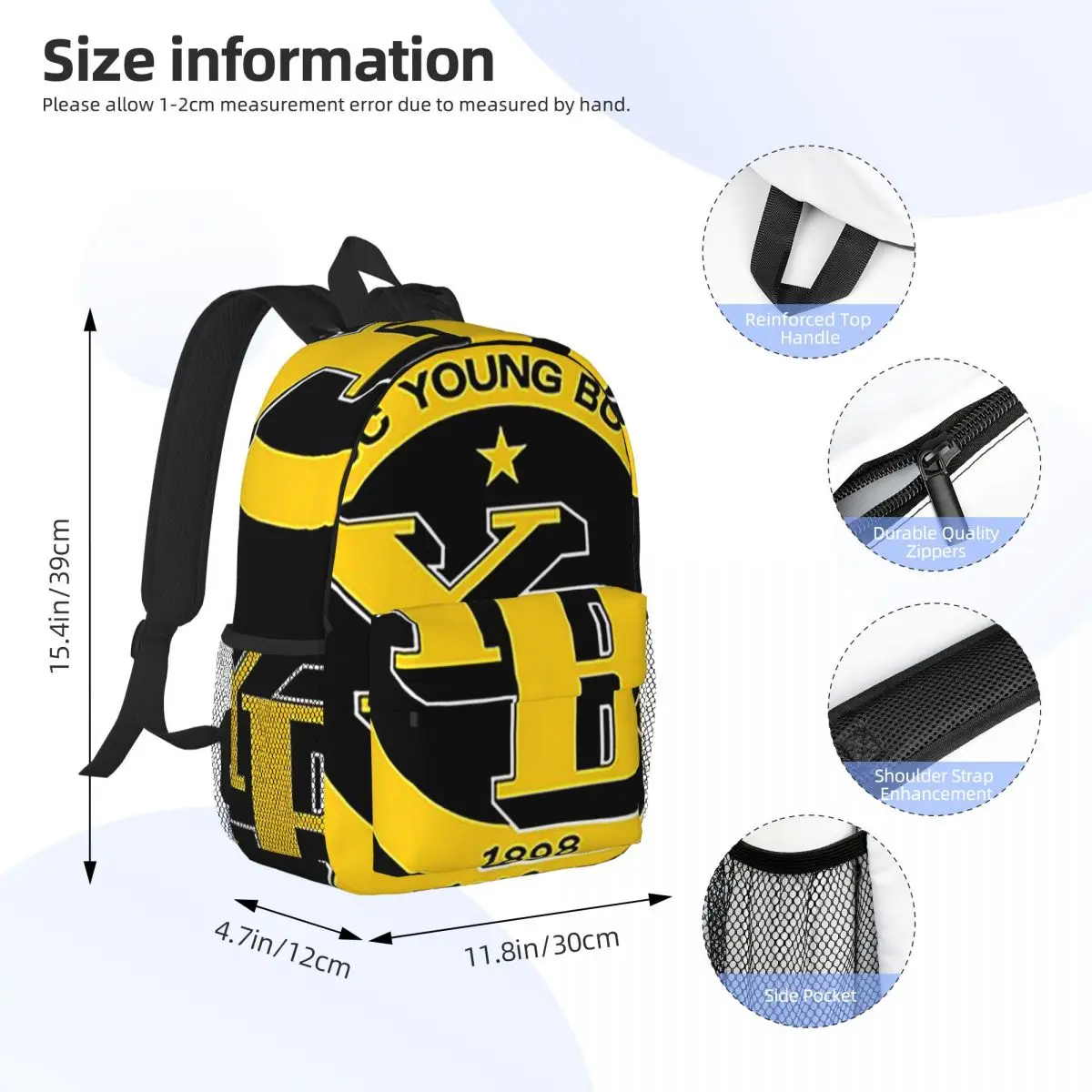 BSC Young Swiss Football Sports Fans Bern Switzerland Backpacks Boys Girls Bookbag Students School Bags Rucksack Shoulder Bag