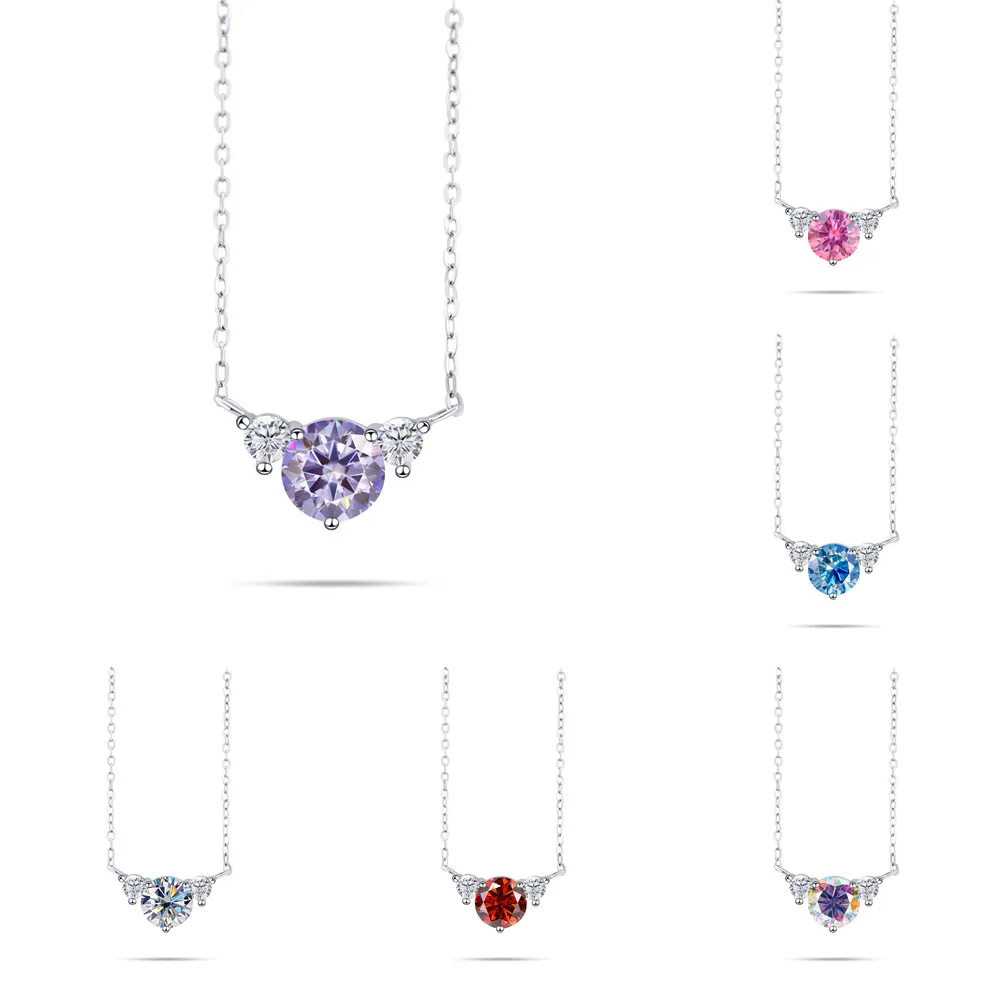 

moissanite necklace 925 Sterling Silver jewelry Women's Necklace1 Carat D Color moissanite Jewelry With Certificate Engagement