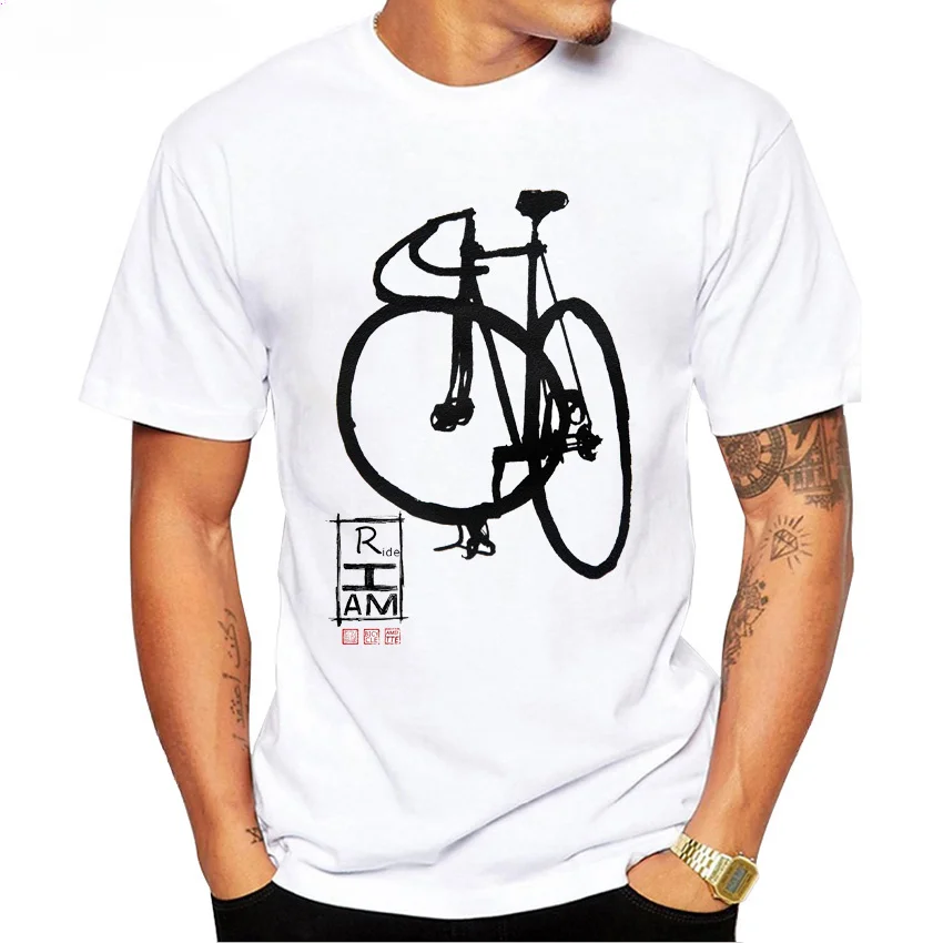 Vintage Classic Bike Track Bike Fixed Gear Fixie Bicycle Cycling T-Shirt Men's Short Sleeve Hipster Boy Sport Tee Tops