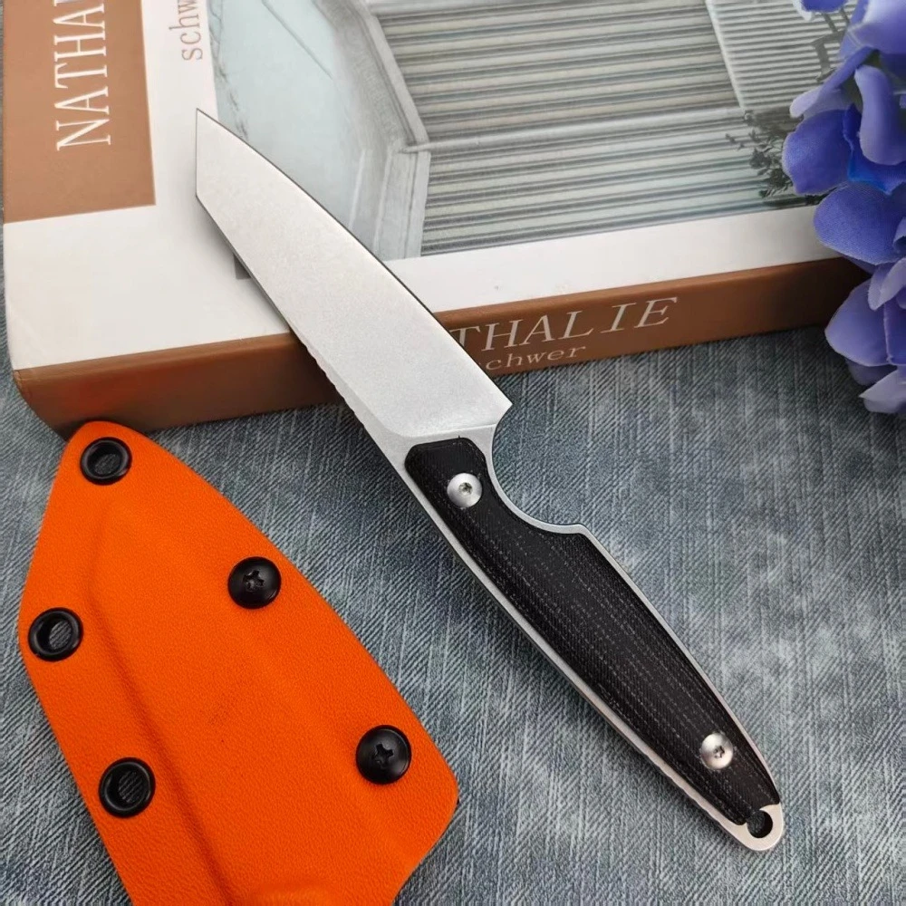 

Portable Camping Fishing Cutting Straight Knife with K Sheath Micarta Handle High-quality Outdoor Pocket Survival Rescue Knives