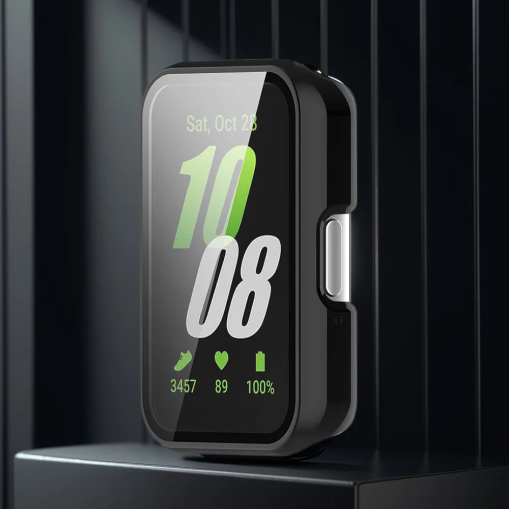 PC Watch Case Full Coverage Tempered Film Frame with Tempered Glass Anti-Fall Anti-Scratch for Samsung Galaxy Fit 3