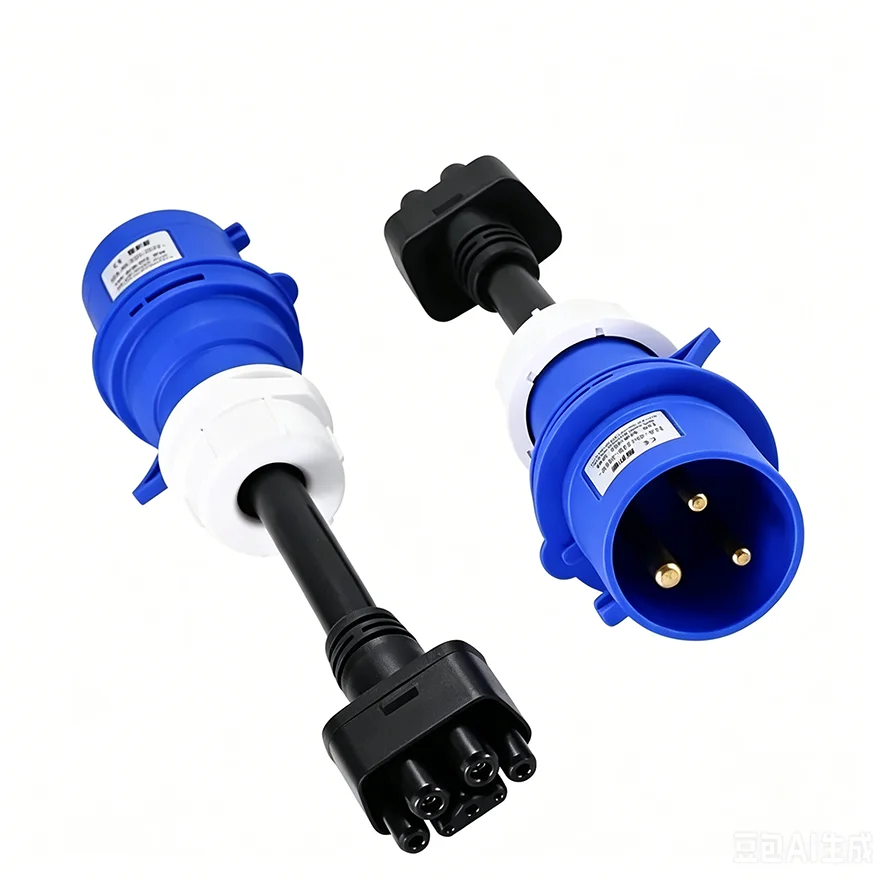 16A/32A CEE Blue 3 Pin Charging Adapter for Tesla Gen 2 EV Charger Model S 3 X Y 240V Industrial Plug Converter view 3