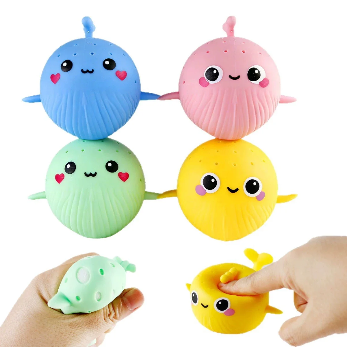 1/4Pcs Cute Sponge Water Absorbing Whale Squeezing Stress Relief  Summer Swimming Play Water Gifts for Children Squishy Kid