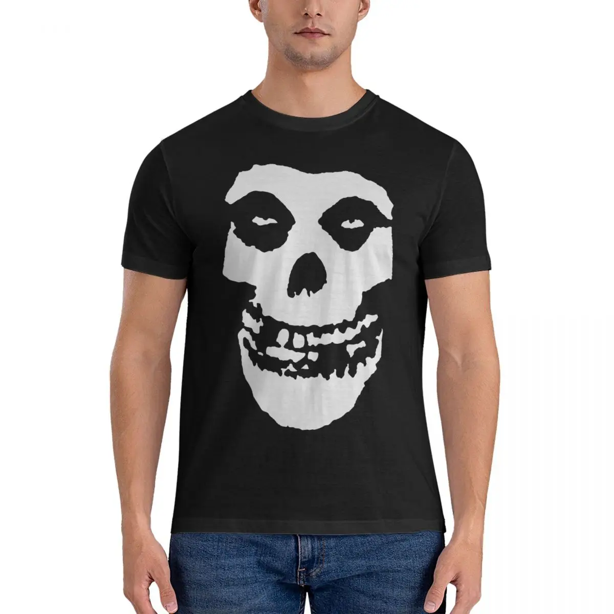 Skull Misfits T-Shirt per uomo umorismo 100% cotone T-Shirt girocollo manica corta T-Shirt Idea regalo vestiti