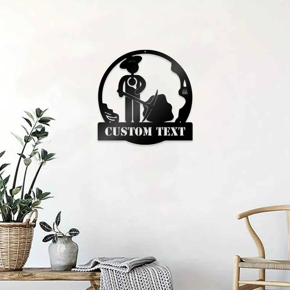 

1pc Miner funny Customized Name Metal Wall Signs Iron Wall Plaque For Wall Decor