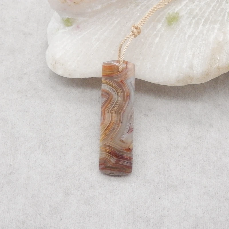 

Natural Stone Crazy Lace Agate Pendant Bead Fashion Accessories for Women 38x11x4mm 4.2g