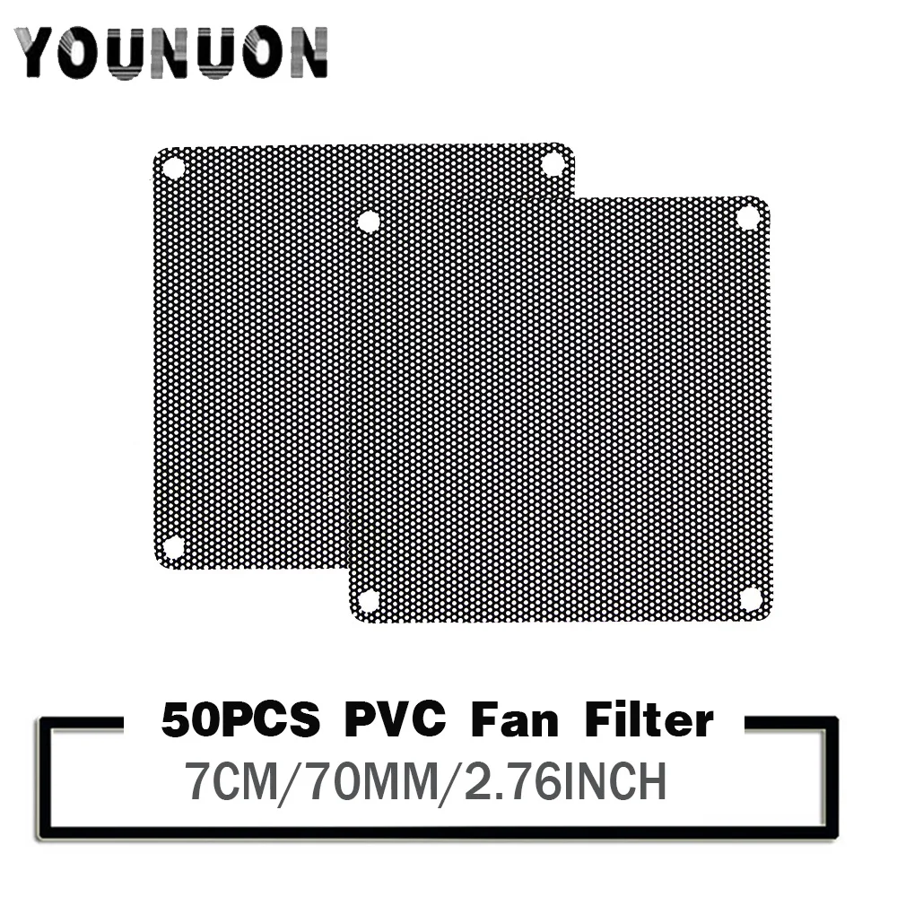 50Pcs 7cm 70mm Mesh PVC PC Fan Dust Filter Dustproof Case Computer Mesh Cover Dust Cover 70x70mm PVC Fan Filters