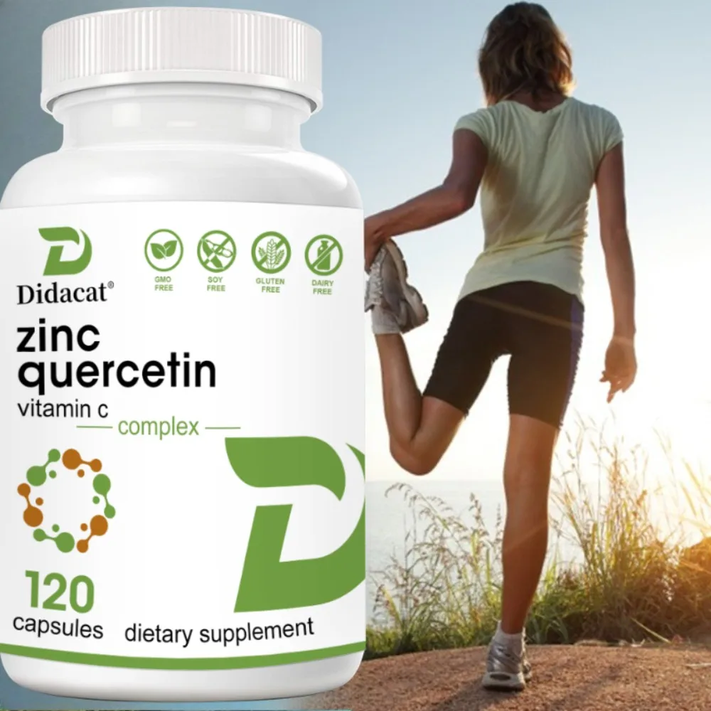 Quercetin with Vitamin C & Zinc, 120 Capsules Vegetarian Capsule Supplement, Non Gmo, Gluten Free