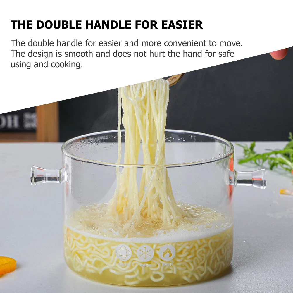 

Premium Glass Stew Pot Double Handle Transparent Noodle Pot for Soup and Cooking Stable Material Cooking Pots with Lids
