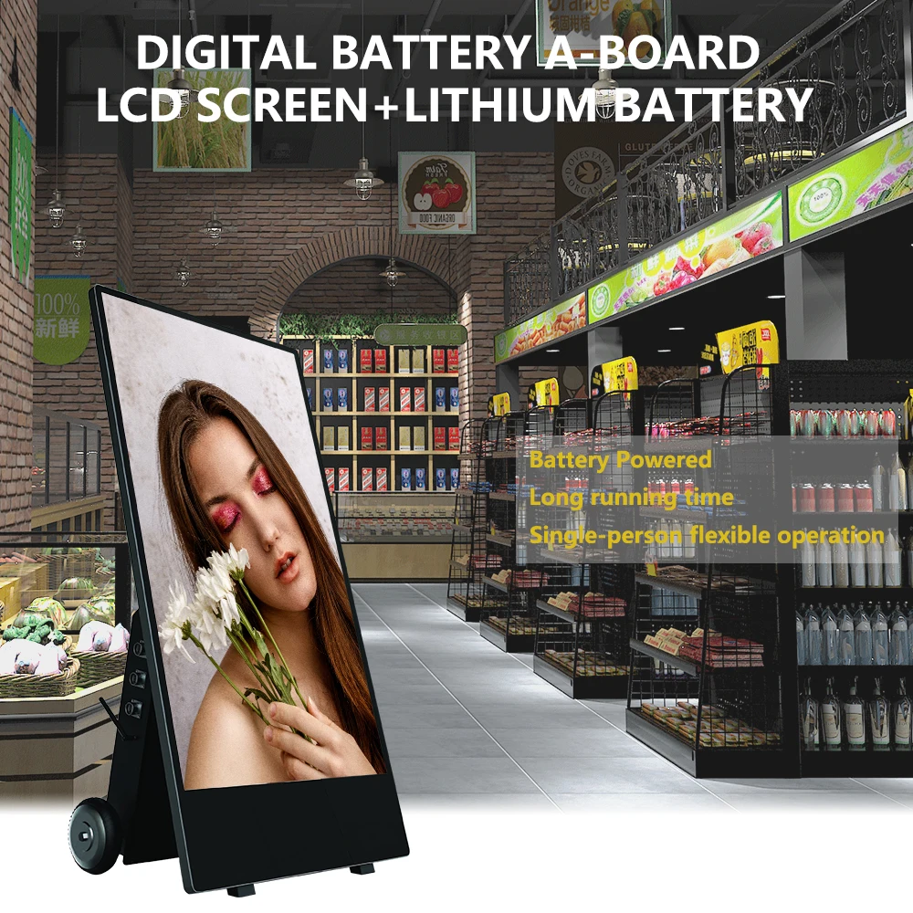 Portable Mobile Digital Signage Screen Advertising Display Foldable Digital for Shopping Mall/Store
