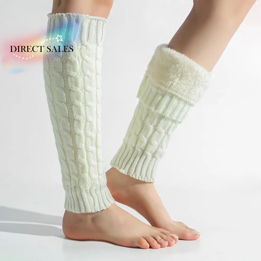 

Socks Knee High Fleece Leg Warmers Foot Cover Thickened Winter Leg Warmers Soft Solid Color Knitted Leg Coverings Women