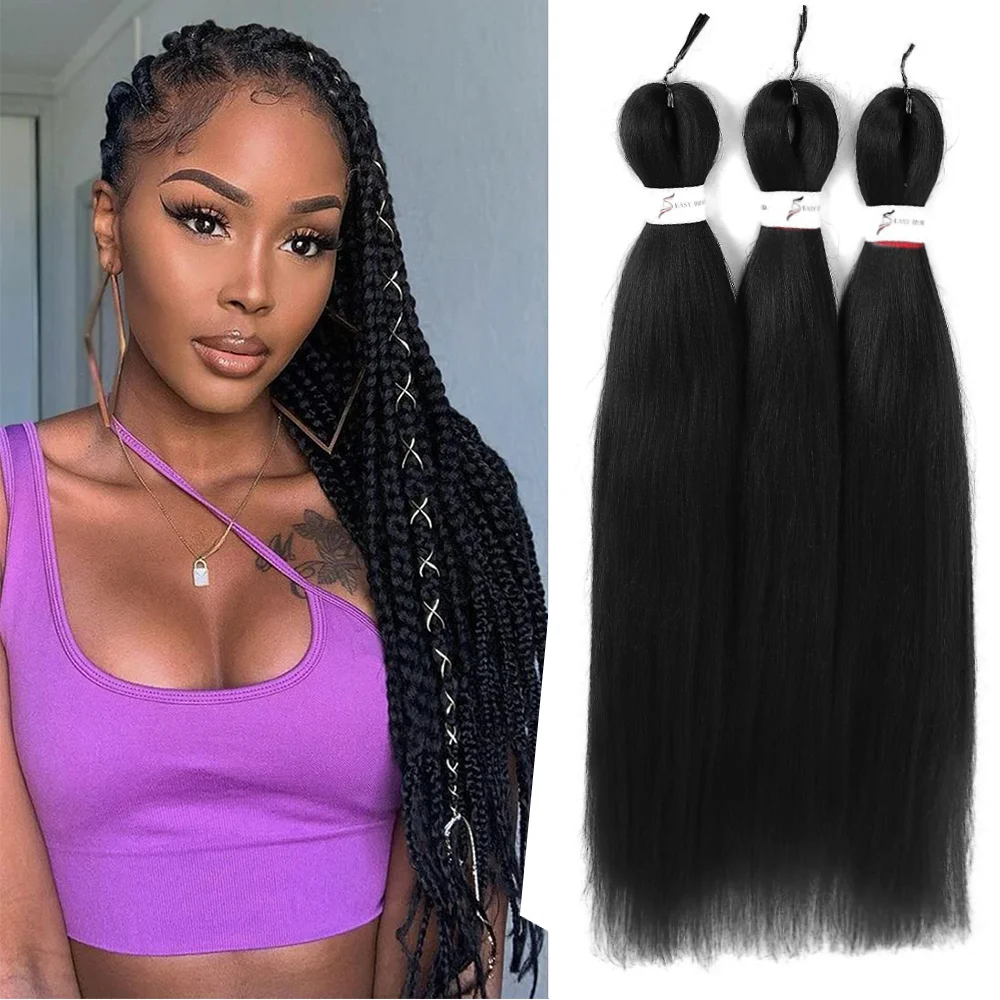 Easy Braid Pre Stretched Braiding Hair Kanekalon Seaweed Green Braiding Hair Pre Stretched Synthetic Hair for Braids Crochet