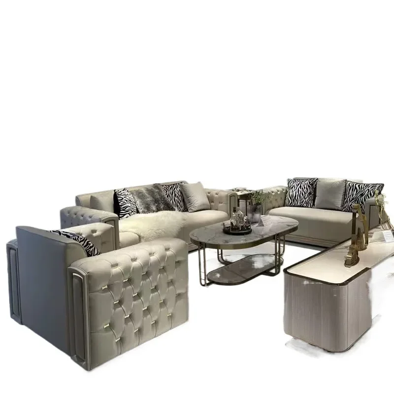 

Italian style, light luxury, solid wood, sofa, combination, living room, villa, Hong Kong style, simple