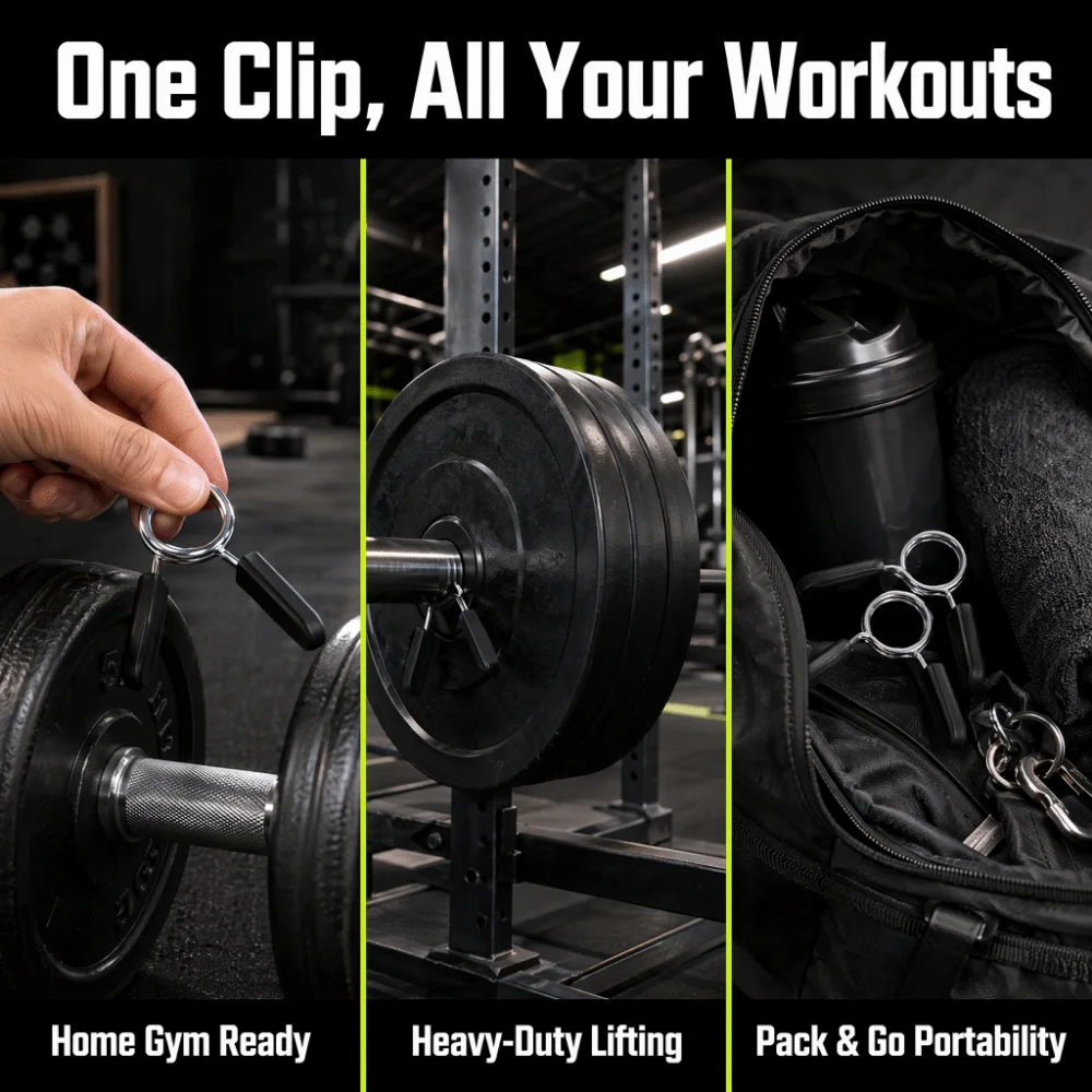 8PCS Steel Barbell Lock Clamp Spring Loaded Ergonomic Spring Collar Clip Black Plastic Dumbbell Lock Clamp Gym Training
