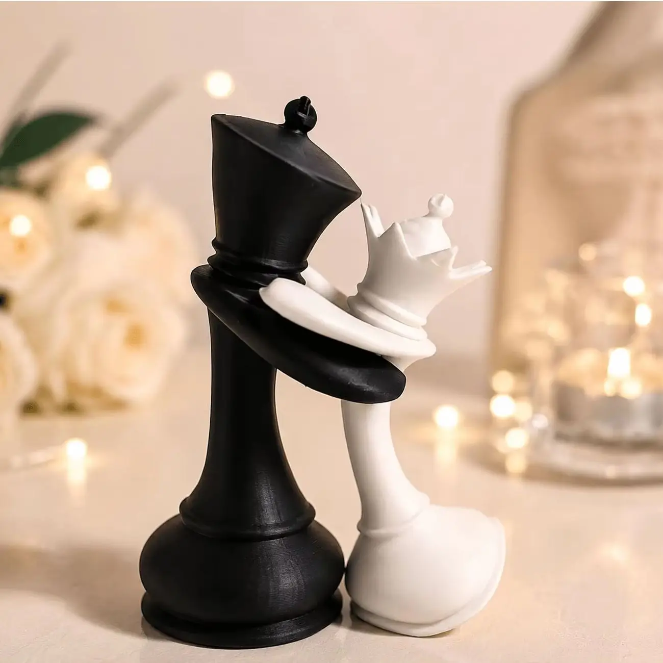 3D Printing King's Kingdom Queen Chess Statue Sculpture Home Decoration Anniversary Couple Gift Fun Desktop Decoration