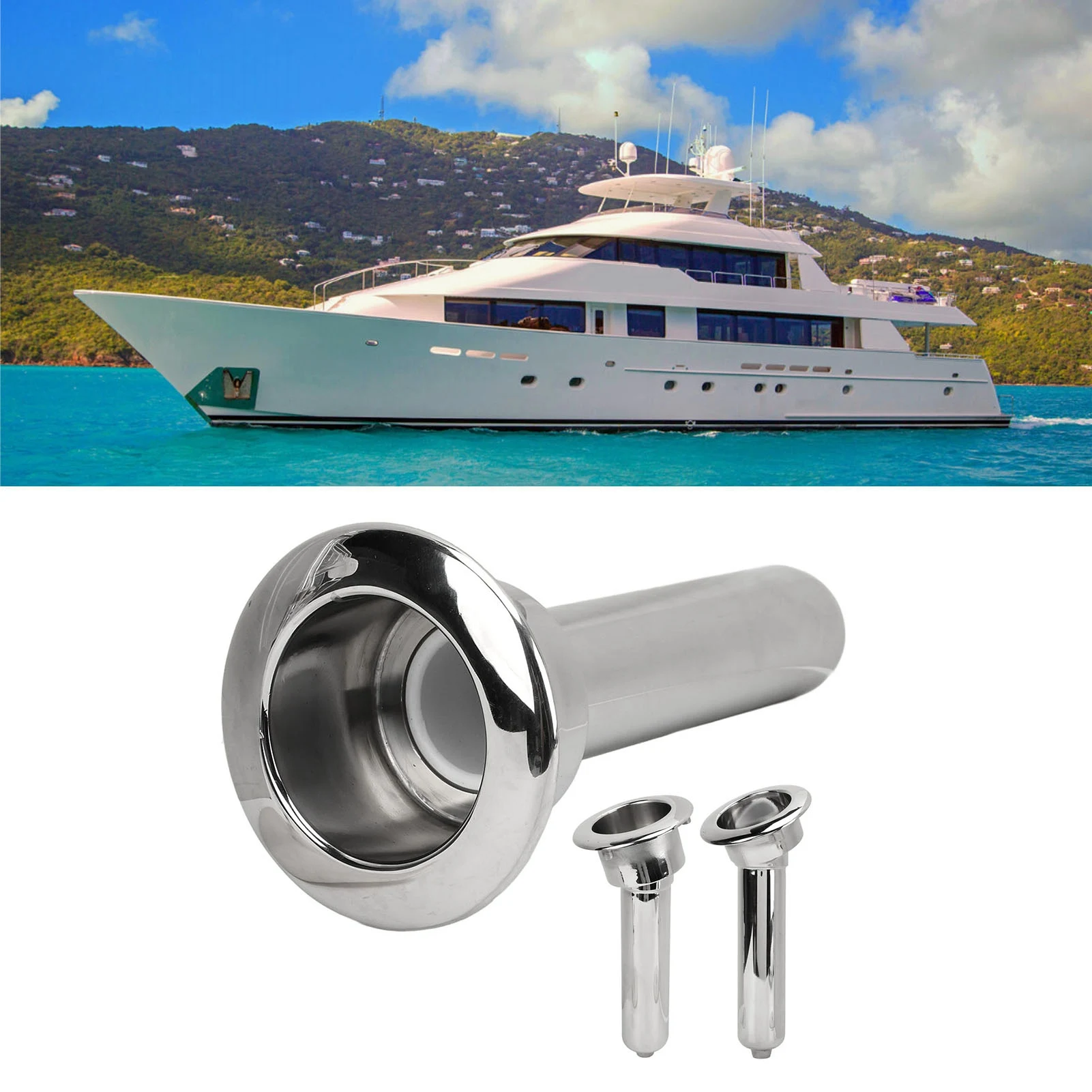 

Fishing Rod Cup Holder Boat Rod Cup Holder 316 Stainless Steel 280mm Rustproof Long Lasting Life for Yachts Marines