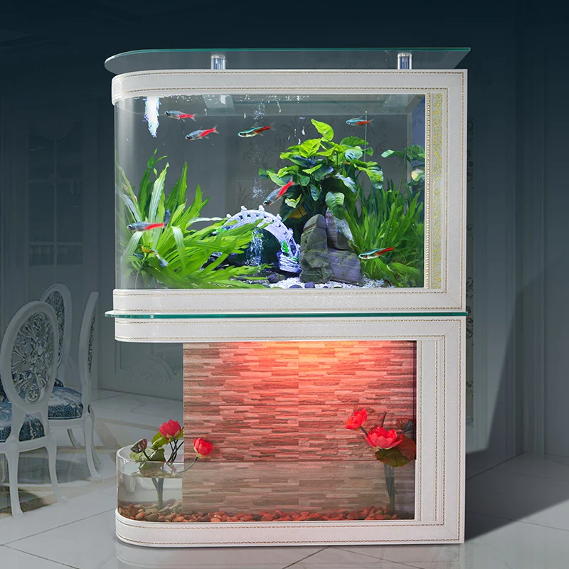 

A bullet fish tank aquarium living room household medium-sized European water curtain wall landscape ecological partition glass