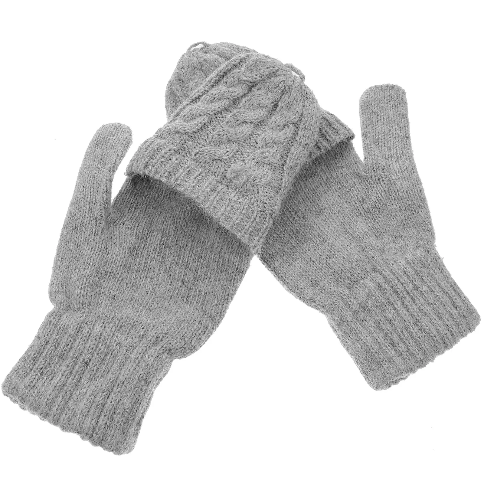 

Beige Women Winter Fingerless Gloves Knitted Warm Mitten Cover Lightweight Portable Soft Touch for Easy Hand Movement and Warmth