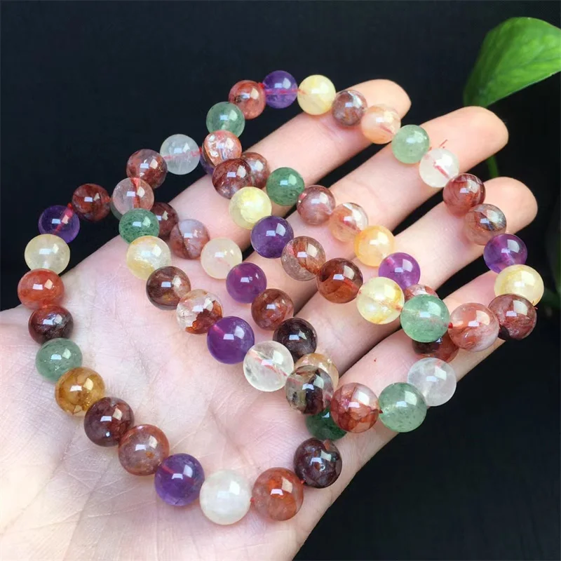 8MM Natural Mixture Crystal Quartz Bracelet Gemstone Crystal Reiki Healing Gemstone Bracelet Fengshui Jewelry Gift 1PCS