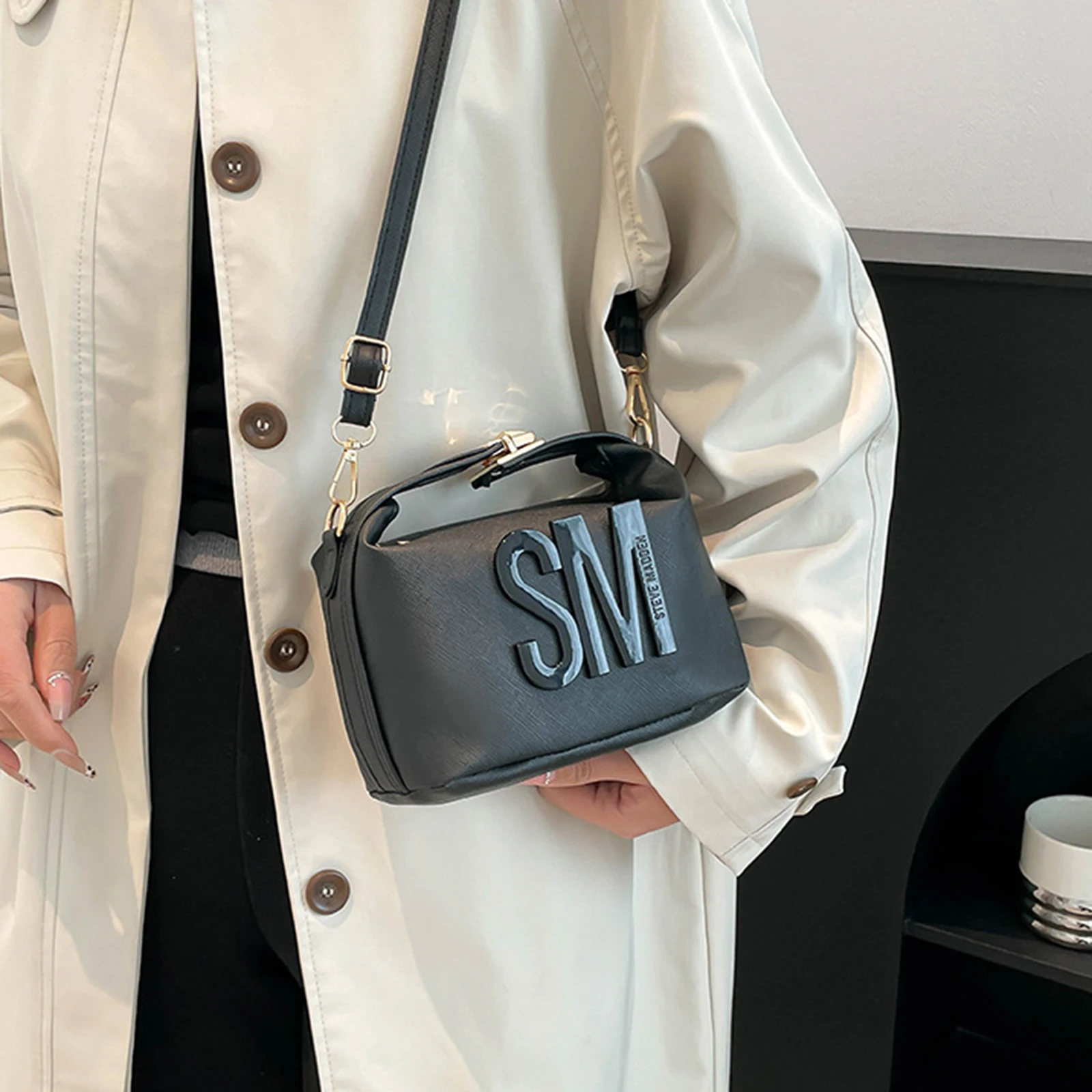 Bolso cruzado cuadrado a la moda para mujer, bolso de hombro pequeño con letras para fiesta y Club de oficina