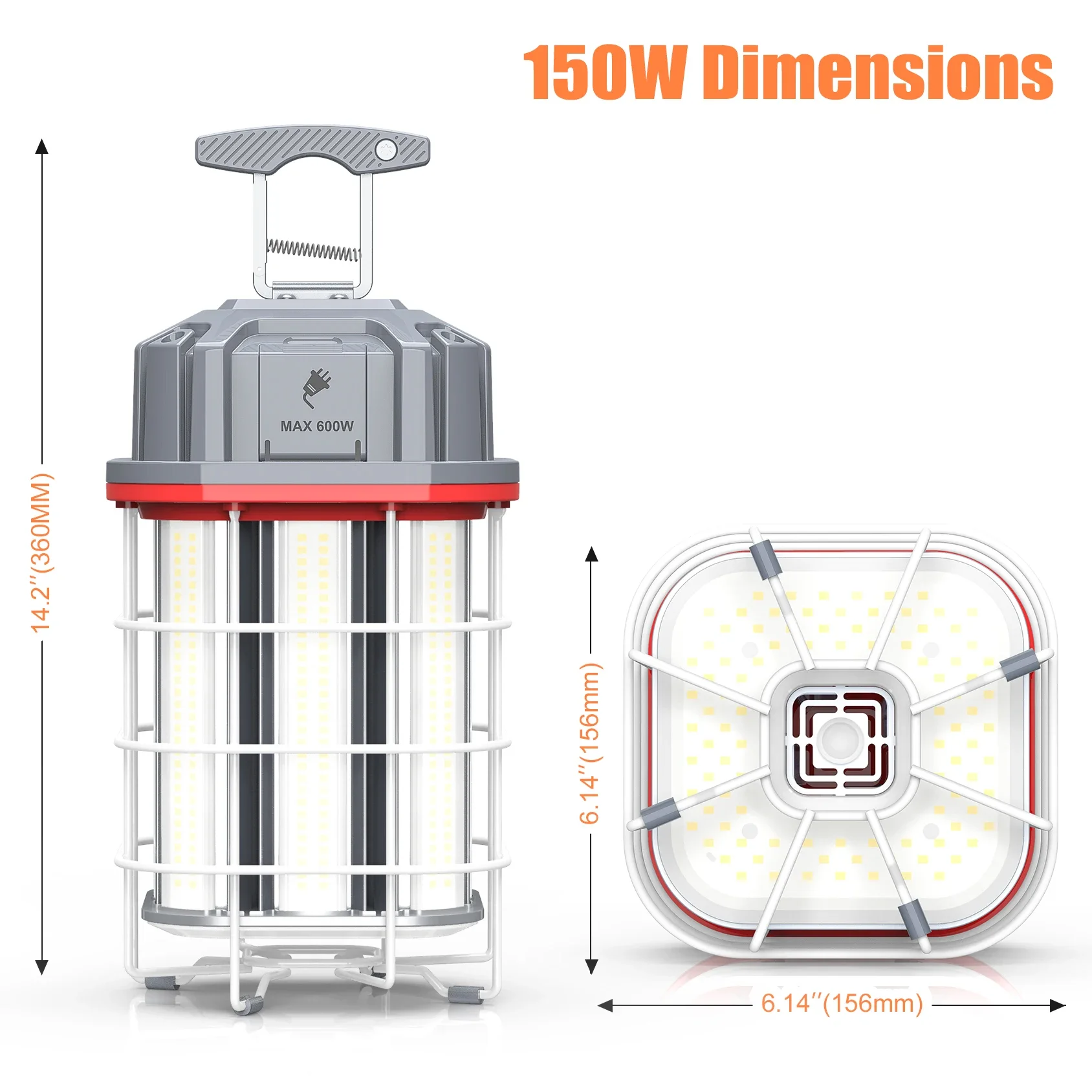 CETL 휴대용 LED 임시 작업 조명, 건설 램프, 360 도, 150 와트, 120 볼트