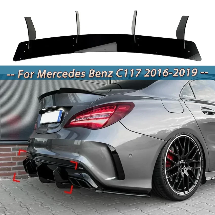 

Gloss Black Rear Bumper Lower Diffuser Lip Body Kit Side Splitters Spoiler For Mercedes Benz C117 CLA45 AMG Line 2016-2019