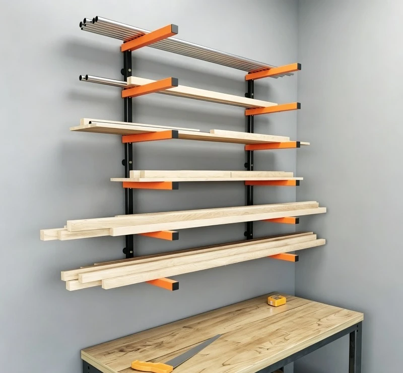 Metal Garage Wood Storage Rack Heavy Metal Log Laminate Shelf Firewood Storage Wall Shelf