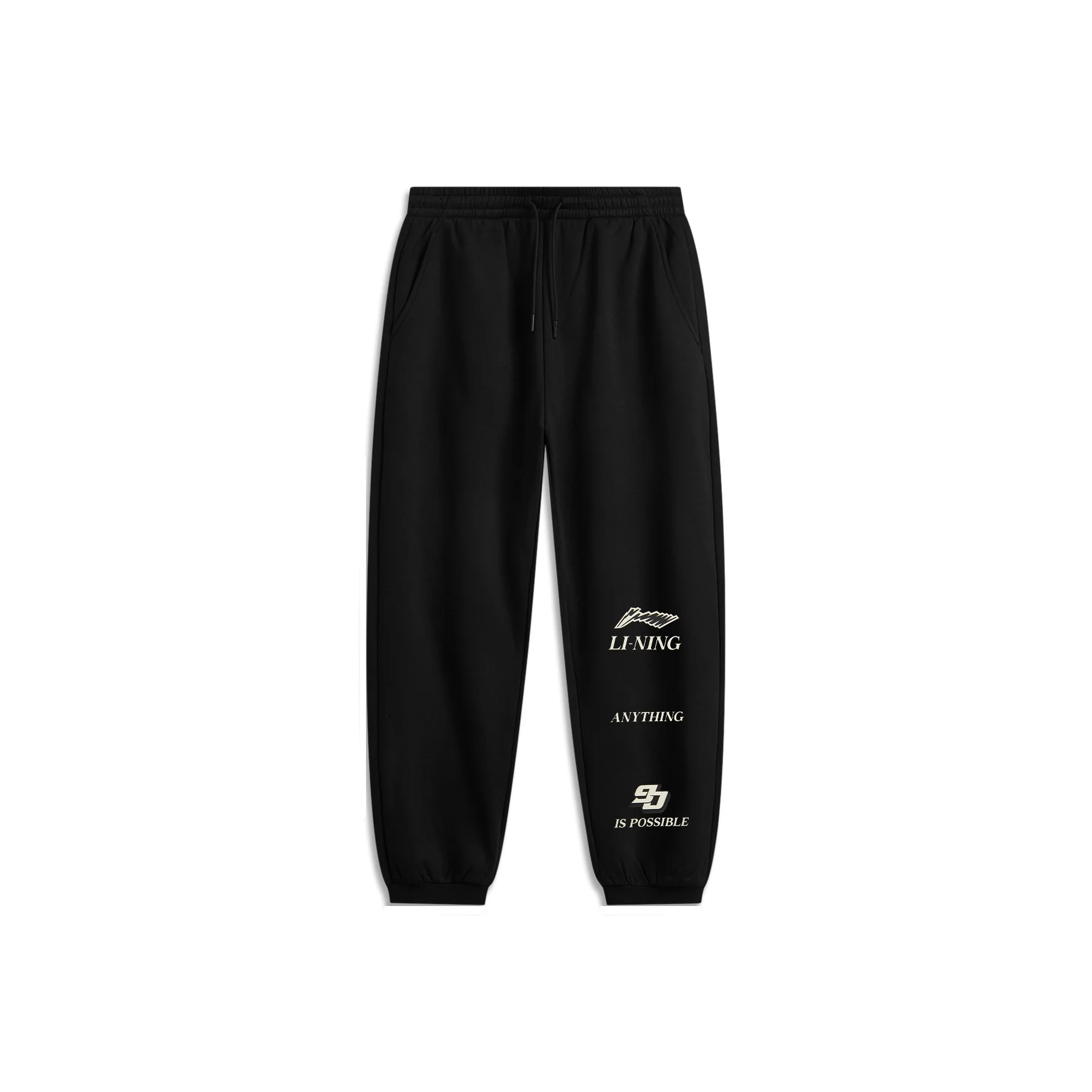 Li Ning Sports Life Collection Casual Fleece Lined Thermal Loose Fit Sports Pants Men's Black AKLU943-1