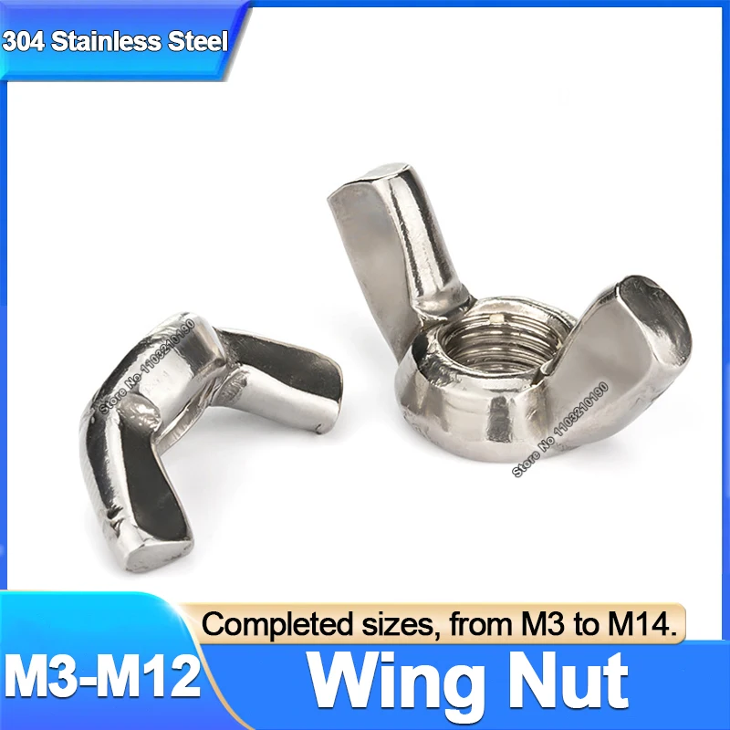 3-30pcs Butterfly Wing Nuts M3 M4 M5 M6 M8 M10 M12-M14 304 Stainless Steel Wing Nuts Hand Tighten Nut Thumbnut DIN315