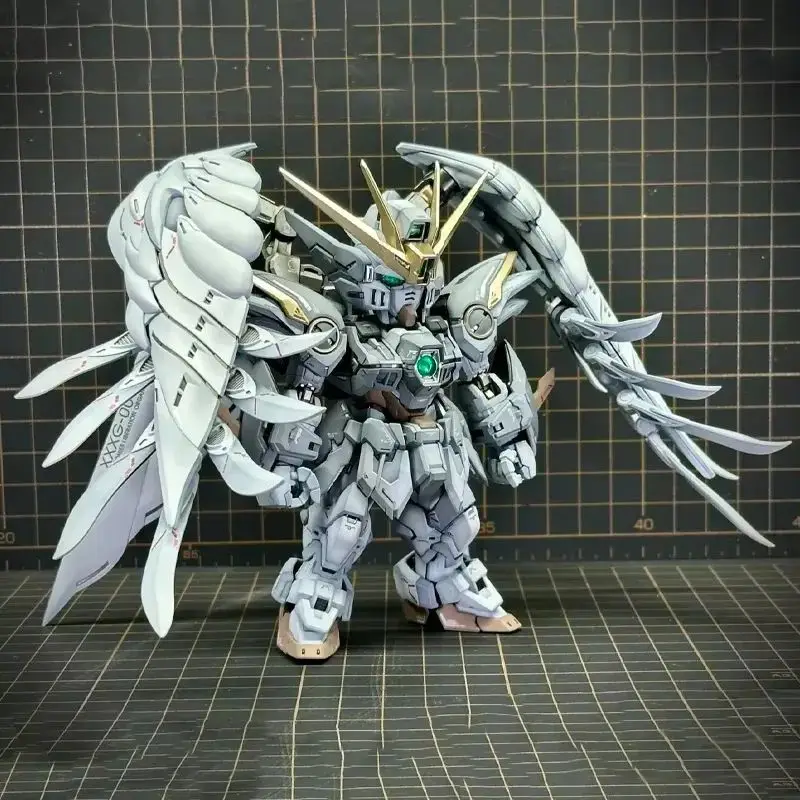 Mgsd wing zero ew neve branca versão anjo pena gota mech montagem modelo kit figura de ação decoração desktop boneca menino brinquedo