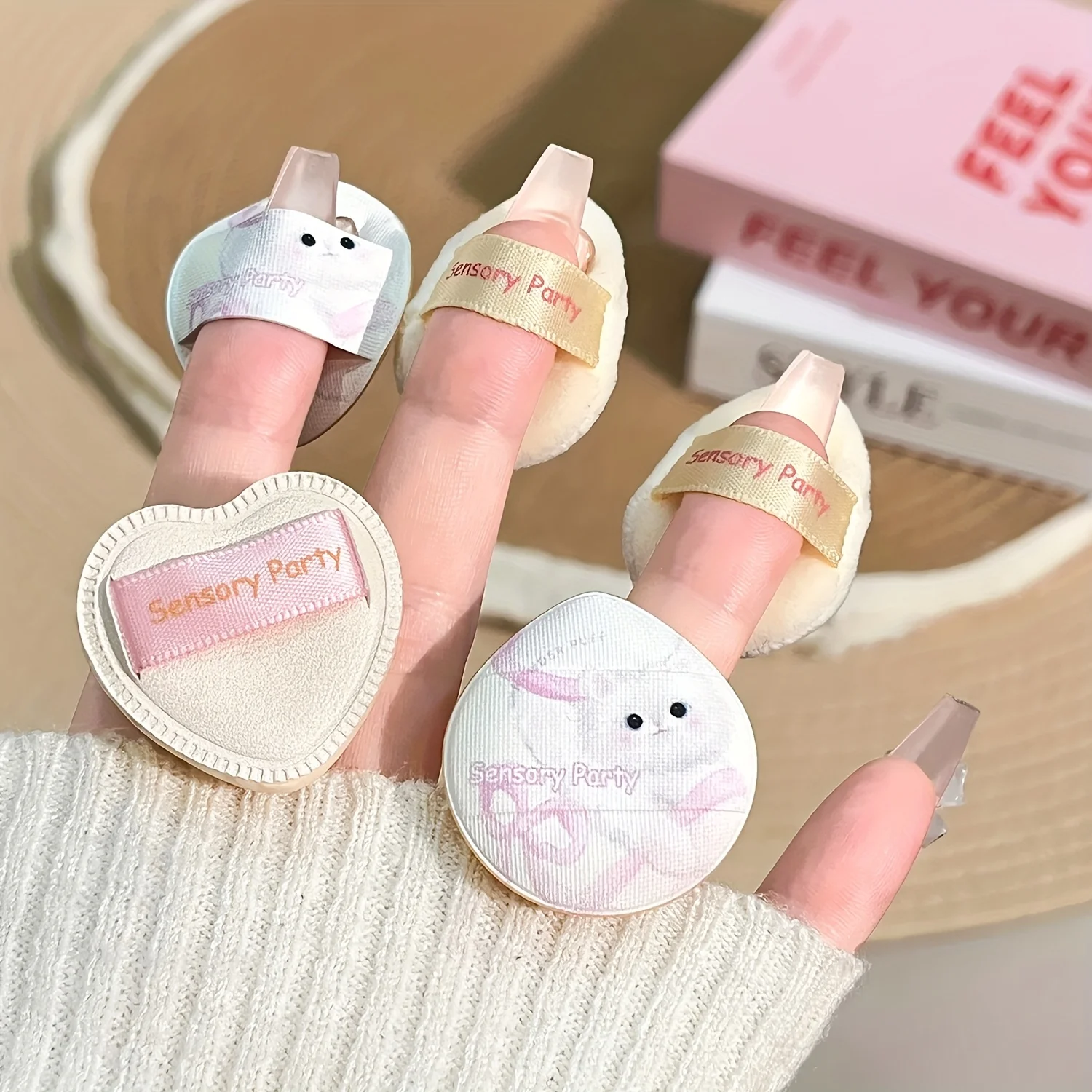 Éponges à pouce en peluche Ultra douces, 5 pièces, pour le maquillage, Application douce pour liquide/poudre/crème, utilisation sèche et humide, ensemble cosmétique mignon