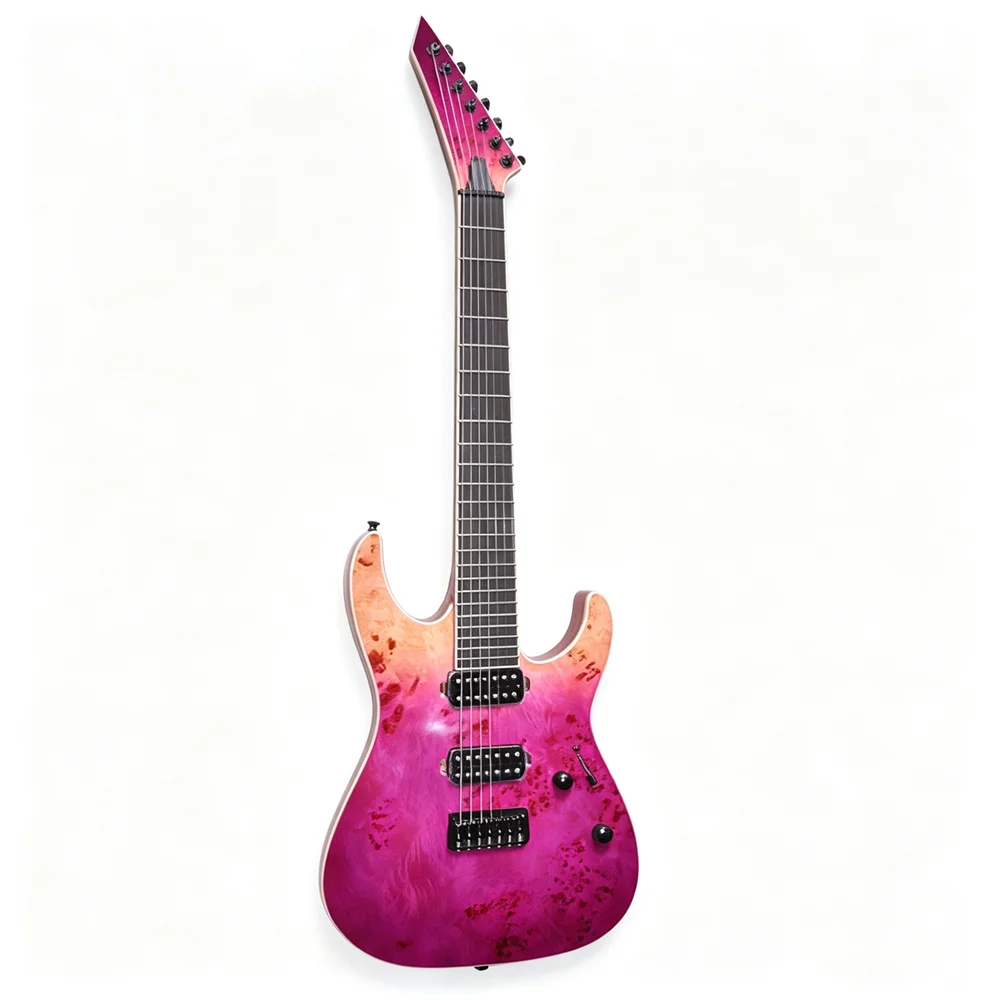 7 Strings Electric Guitar With Rosewood Fretboard Black Hardware Neck Through Body Customization Service