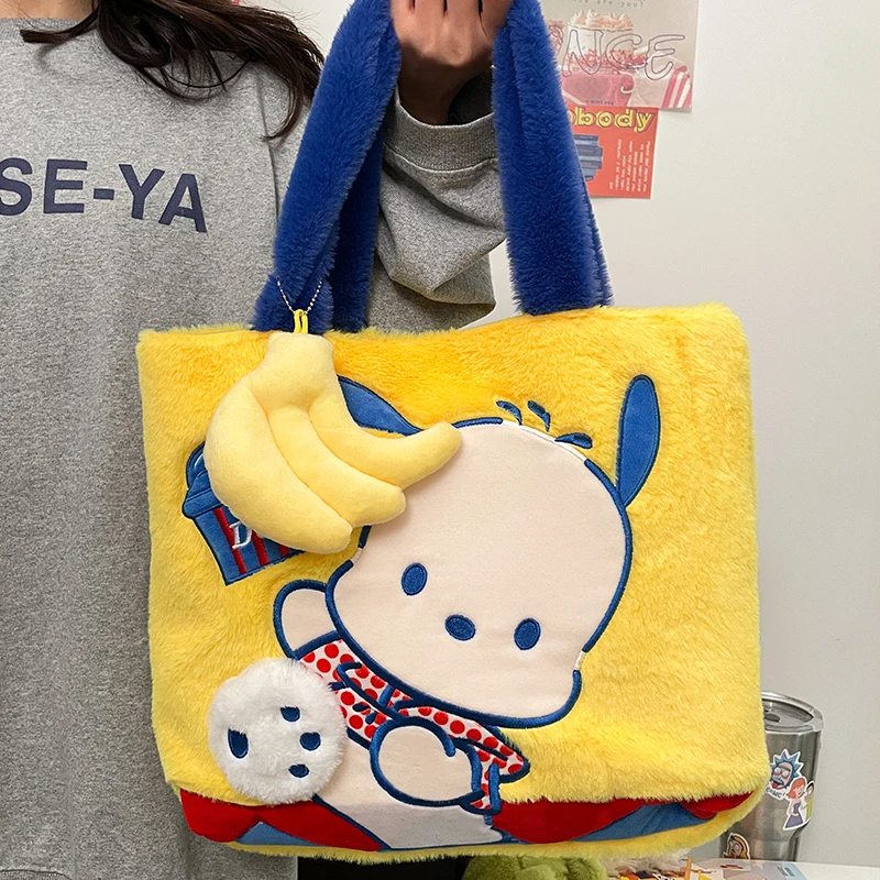 Sac à bandoulière en peluche Sanurgente, sac à dos en peluche Kawaii, sac à main Kitty, sac messager initié, fourre-tout Kuromi Pochacco, cadeau