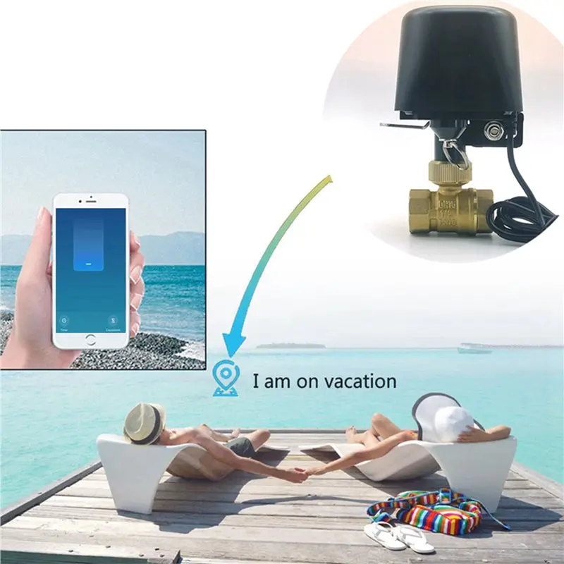 A03F-2X Wifi Smart Water Valve DN20,App Remote Control Faucet Timer,Smartlife Alexa Google Assistant Compatible-EU Plug