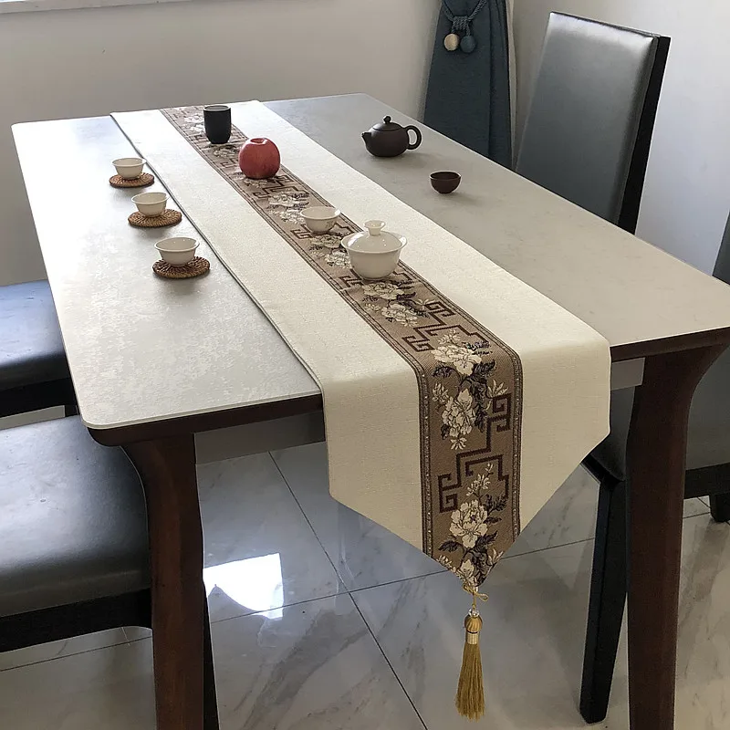 Table runner new Chinese tea tablecloth Zen cotton and linen tea table TV cabinet fabric tablecloth