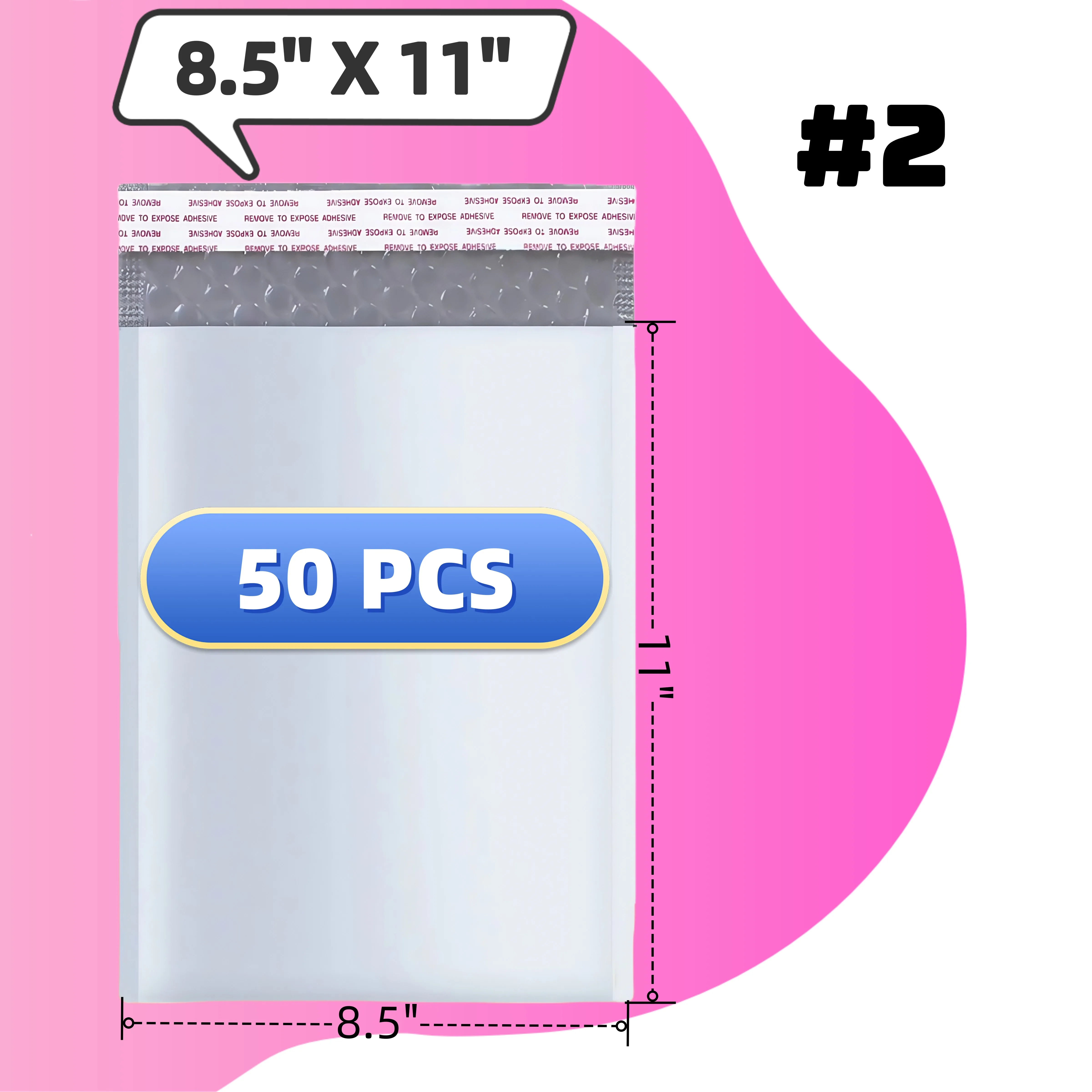 50 قطعة # 2 8.5X11 أكياس بريدية بولي فقاعات شحن أكياس مبطنة للبريد مغلفات ذاتية الختم
