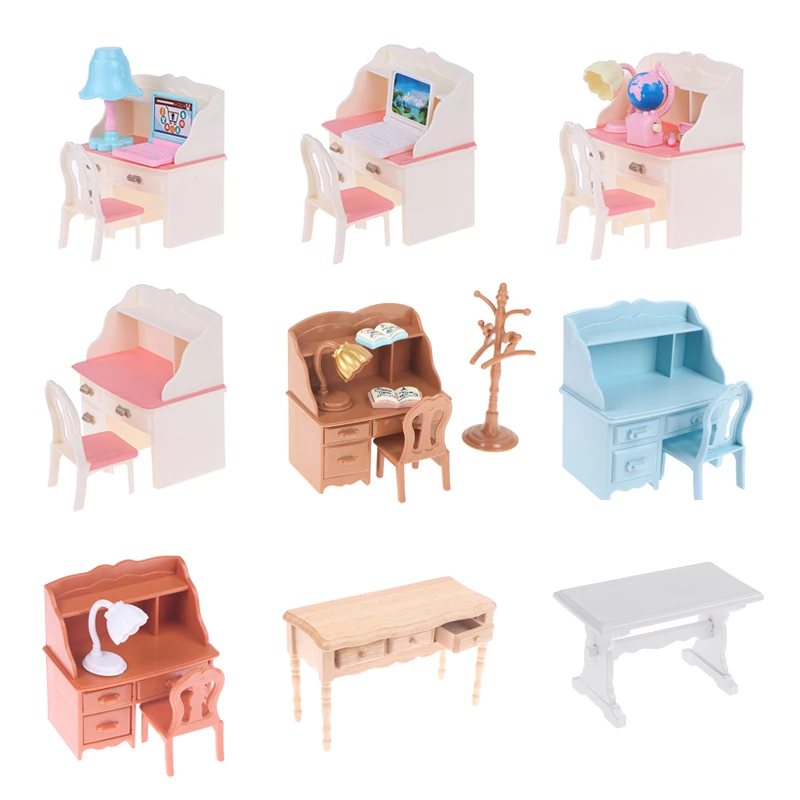 1pc 1:12 Dollhouse Miniature Wooden Desk Table Model Doll House Furniture Toys Accessories Christmas Gift 10 Styles