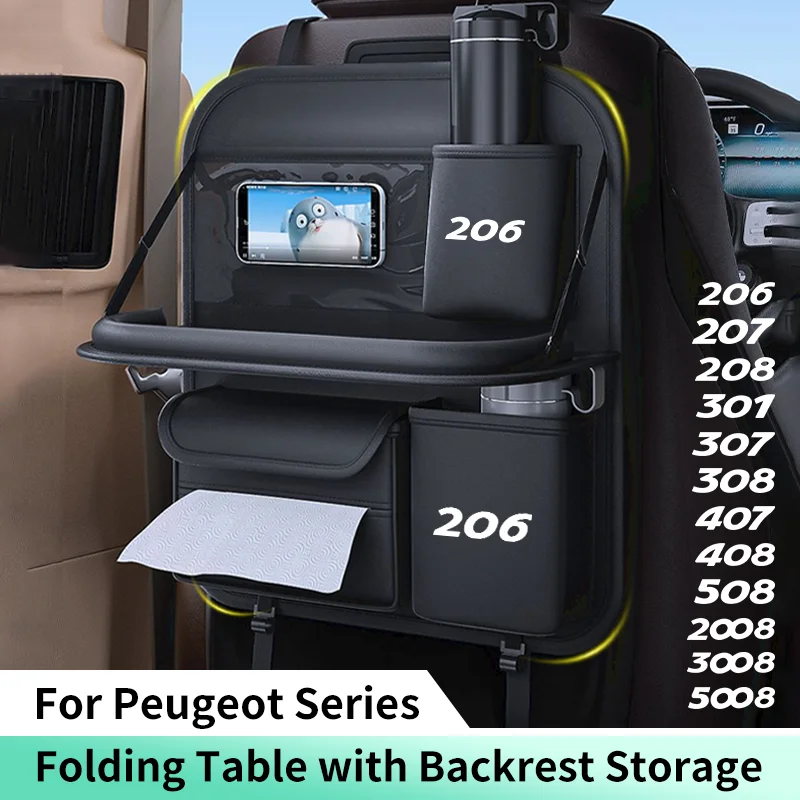 

Органайзер на спинку автомобильного сиденья для Peugeot 206 207 208 301 307 308 407 5008 3008 Сумка для хранения на заднем сиденье со складным подносом для планшета
