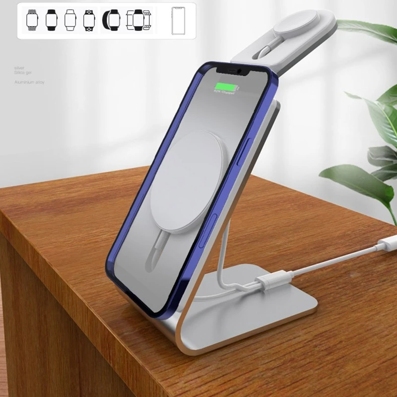 Portable Two-in-one Wireless Charging Stand Multiple Devices Compatible for 12 Series
