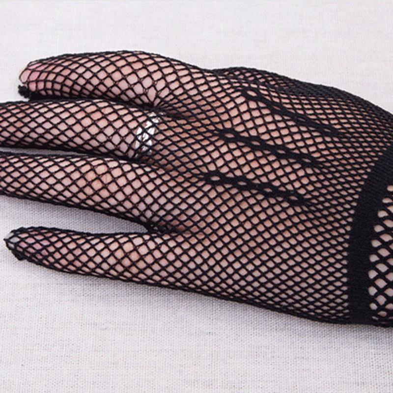 High Quality Women Summer UV-Proof Driving Dance Costume Lace Gloves Mesh Fishnet Gloves Cute Patchwork Mittens Guantes