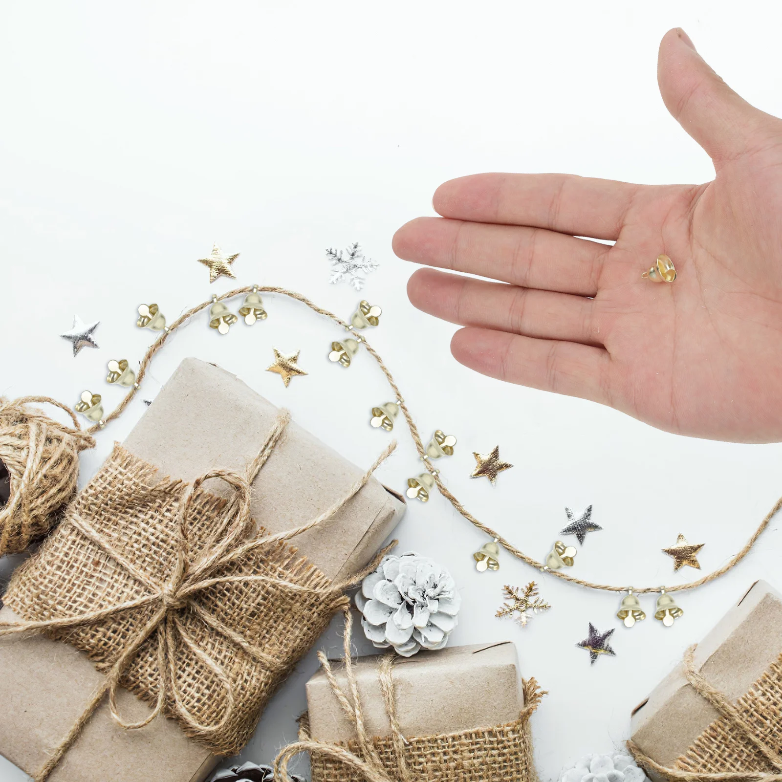 

100Pcs Golden Decorative Bells Mini Christmas Ornaments for DIY Hanging Party Home Cafe Restaurant Festival Decor